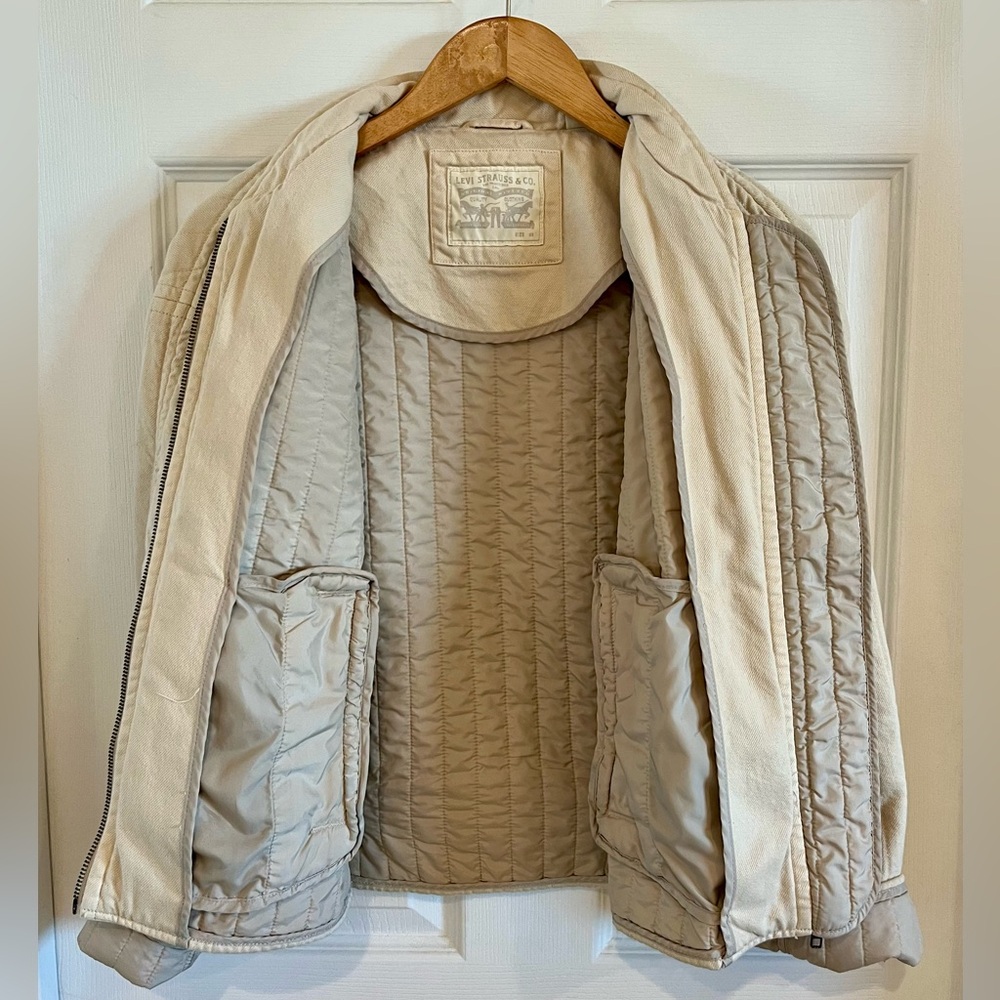 Women's LEVI'S Kennedy Quilted Cream Jacket XS $128 - Picture 6 of 6